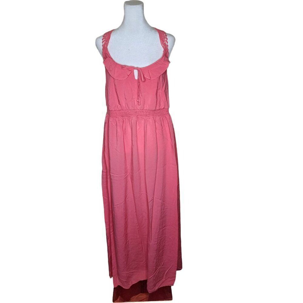 Torrid Crocheted Halter Neck Maxi Flowy Summer Dress Womens Size 0 XL Pink